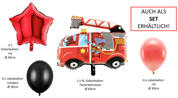 XL Folienballon Figur - Feuerwehrauto - ø 69cm